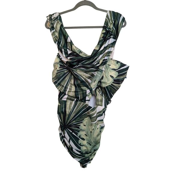 CACIQUE Swim Lightly Lined No Wire Tropical Green One Piece Swimsuit Sz 24 - Picture 2 of 4